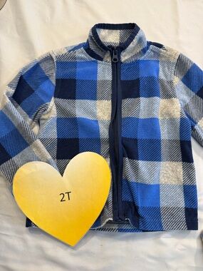 OshKosh B'gosh - full zip lightweight plaid fleece jacket.  Size 2T